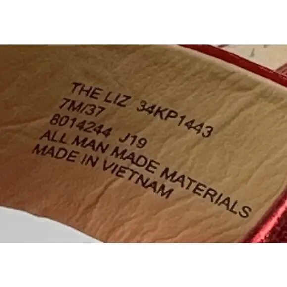 Katy Perry The Liz Red Hammered Emboss Shiny Ankle Strap Sandals 7M - Picture 8 of 8